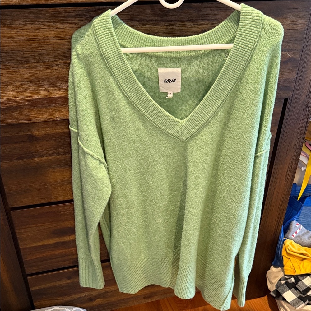 Aerie Mint V-Neck Sweater